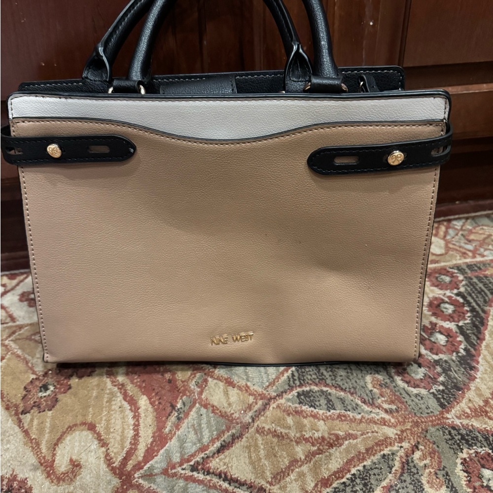 Nine West Black and Beige Satchel